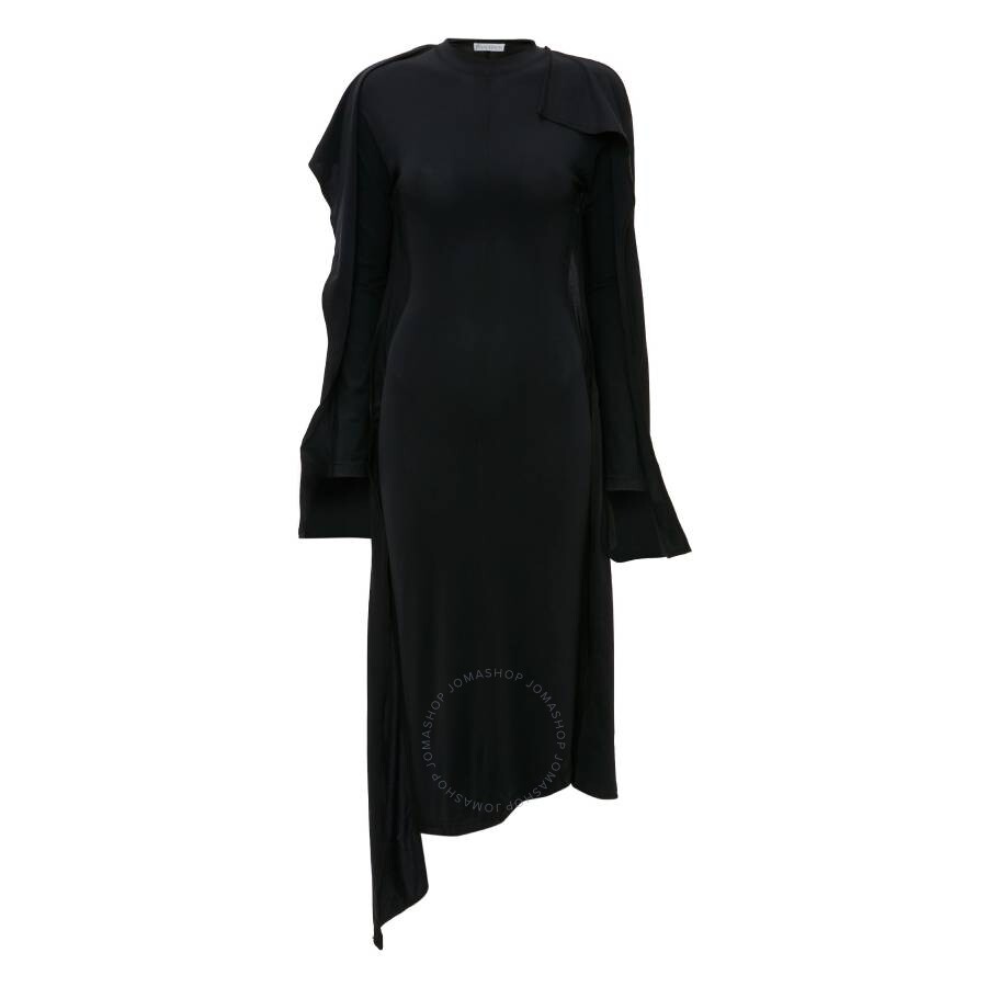 Jw Anderson Long-sleeve Layered Midi Dress In Black