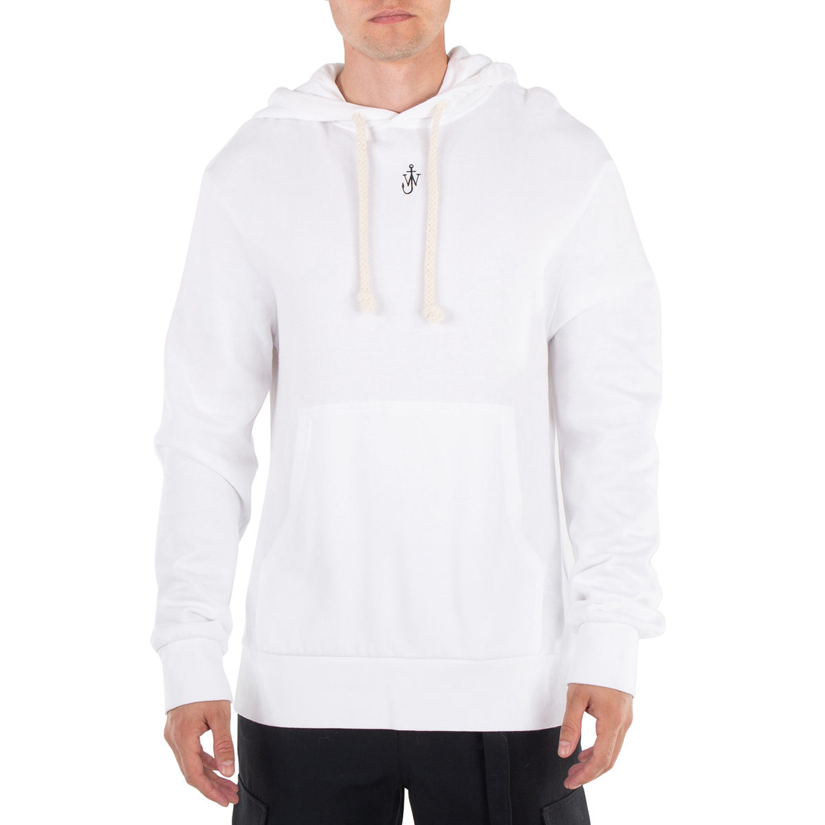 JW Anderson Men's White Anchor Embroidery Hoodie, Size X-Small JW0111 ...