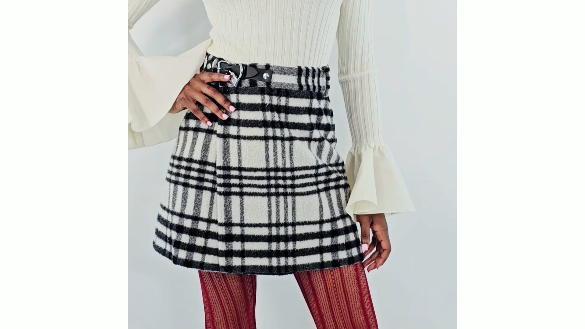 JW Anderson Padlock Detailed Checked Mini Skirt, Brand Size 10 (US