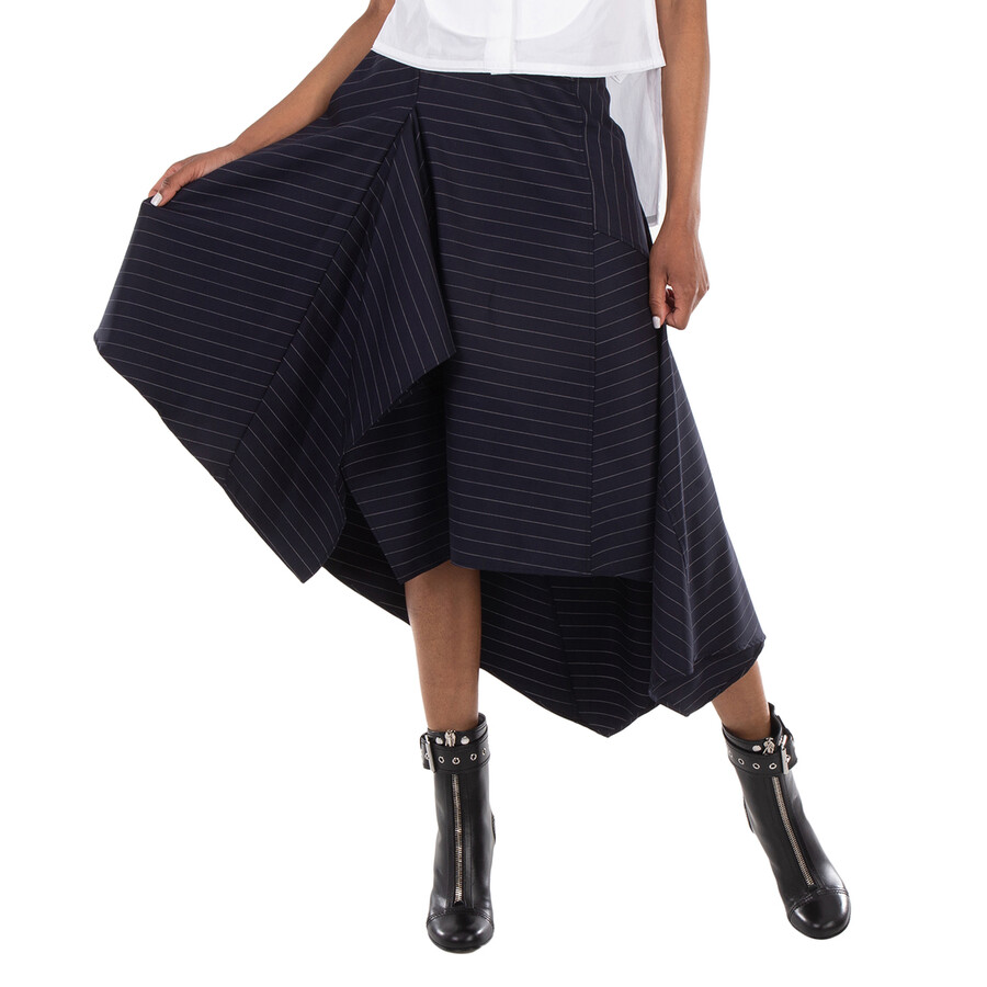 Pinstripe Panelled Midi Skirt