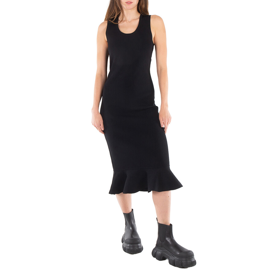 Ruffled Hem Sleeveless Midi Dress