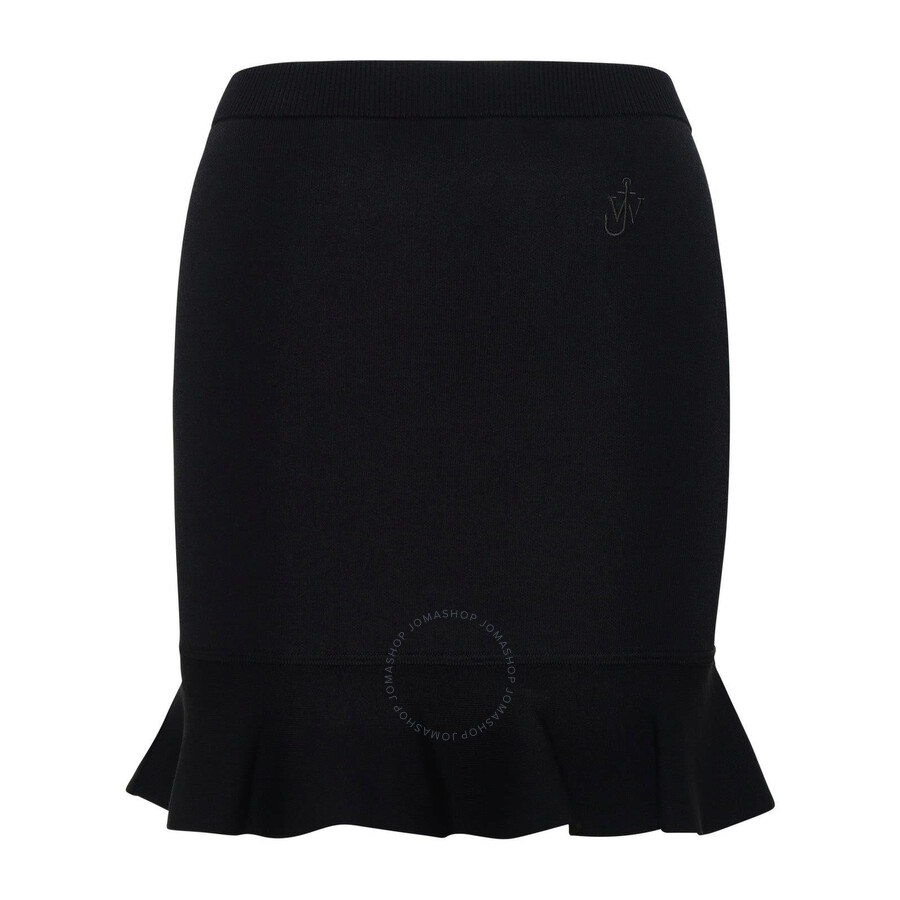 Jw Anderson Ruffled Embroidered Stretch-knit Mini Skirt In Black