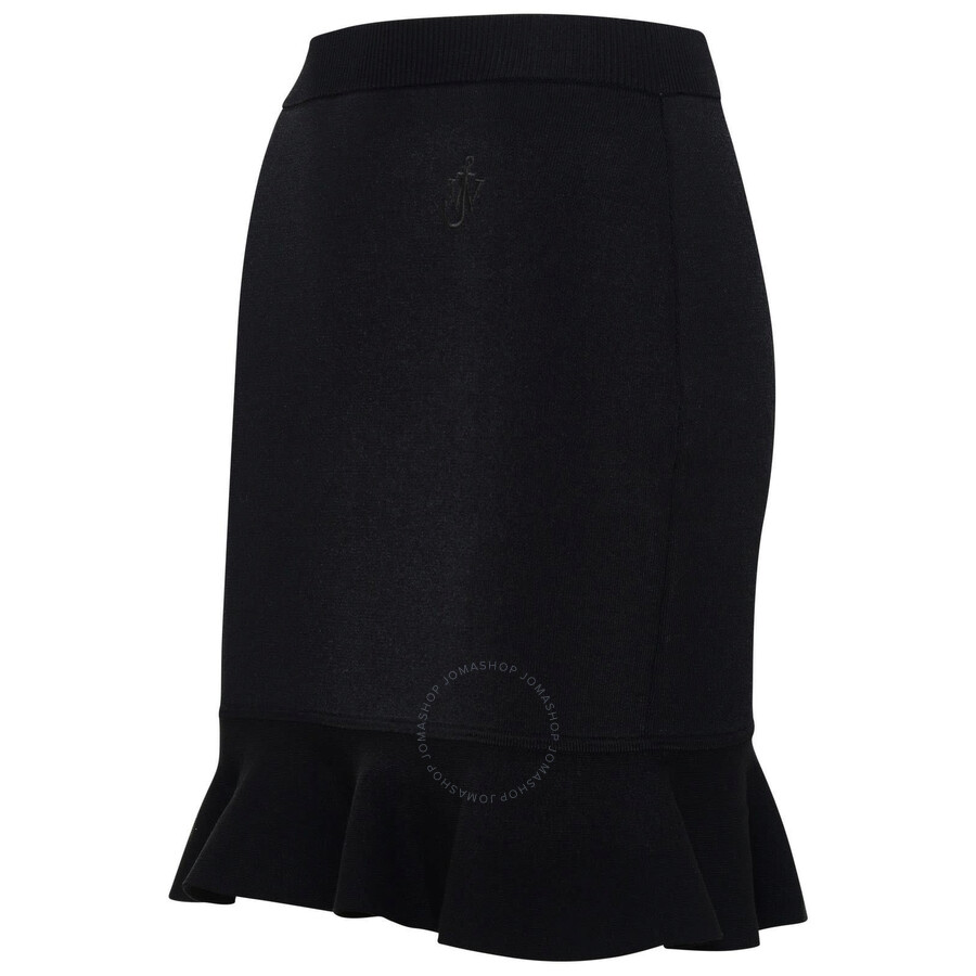 Jw Anderson Ruffled Embroidered Stretch-knit Mini Skirt In Black