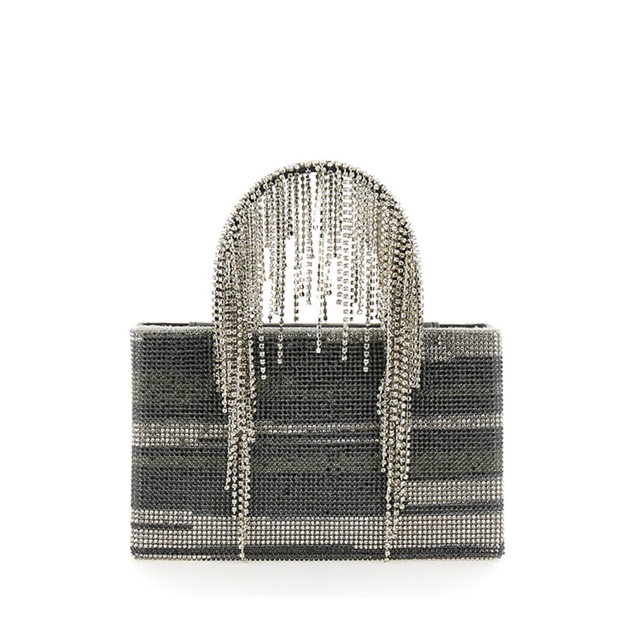 Kara Rhinestone Embellished Shoulder Bag In Gray