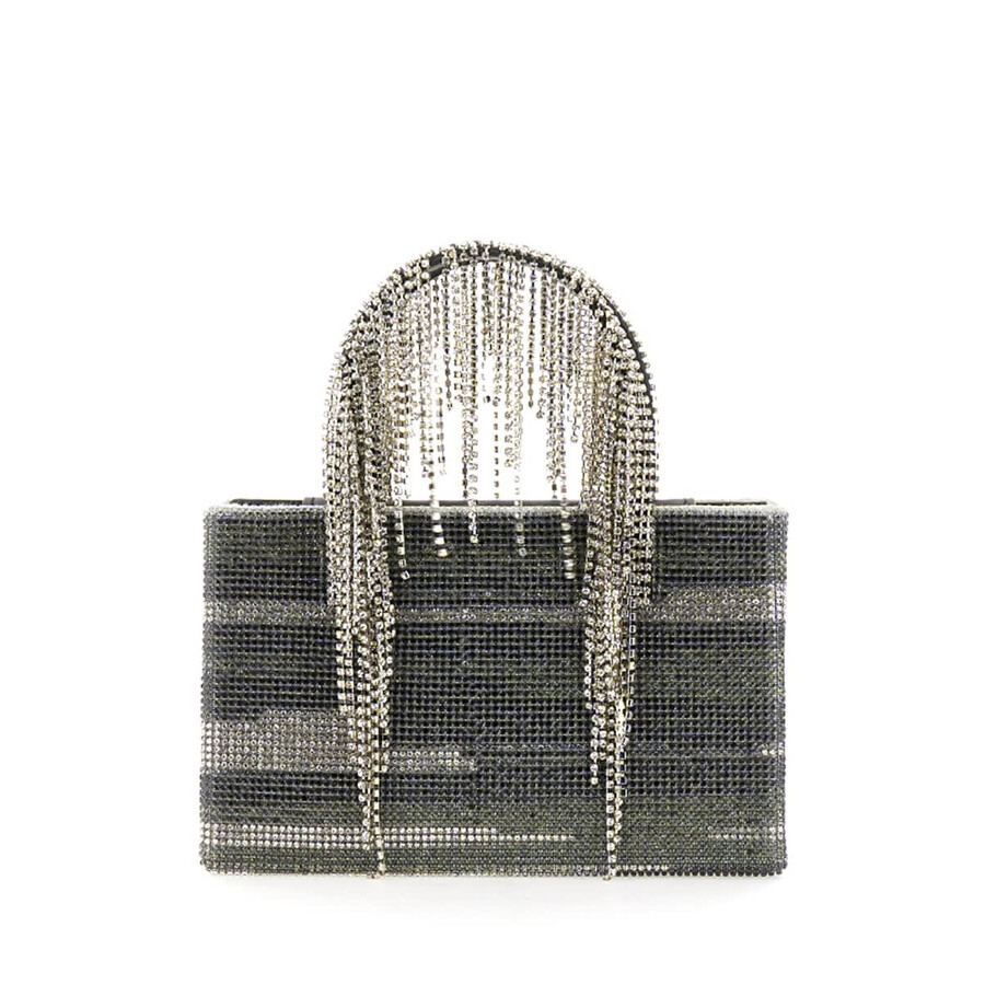 Kara Rhinestone Embellished Shoulder Bag In Gray
