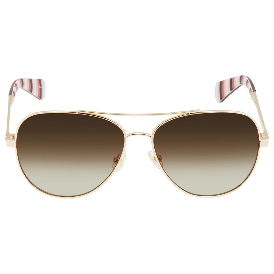 Kate Spade Polarized Brown Gradient Pilot Ladies Sunglasses Avaline2/s 0013/la 58 In Gold