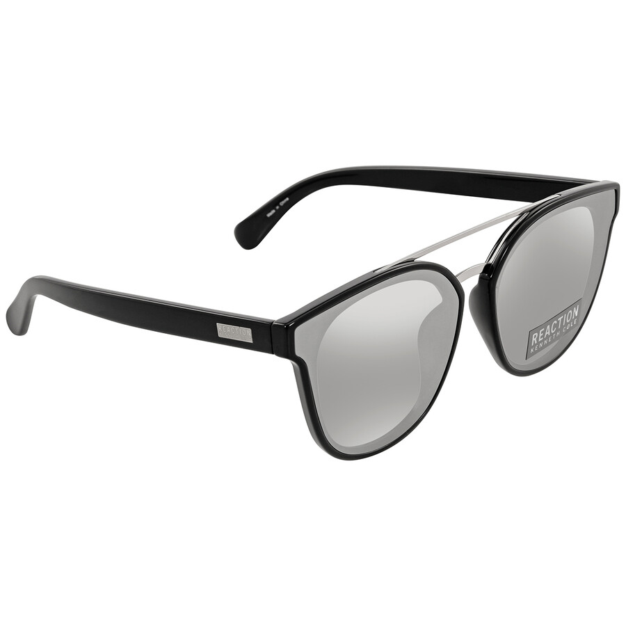 Kenneth Cole Reaction Smoke Mirror Round Unisex Sunglasses Kc2835 01c 63 In Black