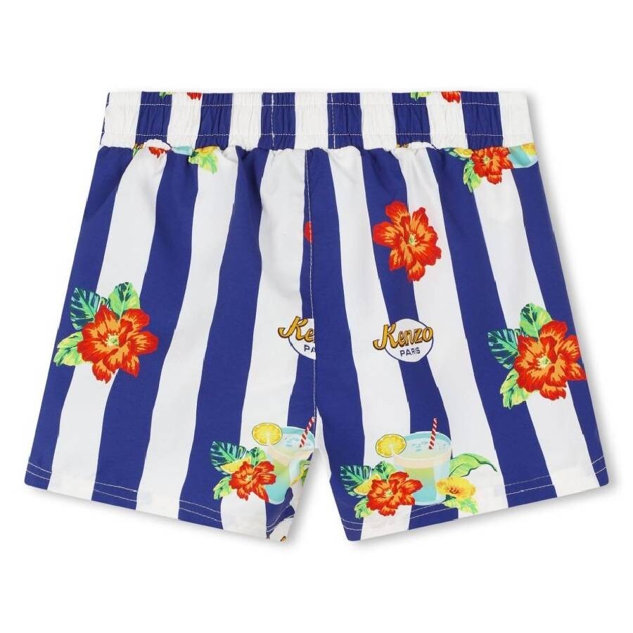 Kenzo Floral-print Striped Swim Shorts