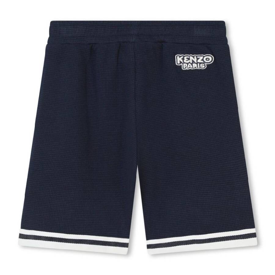 Kenzo Boys Drawstring Logo-patch Shorts In Blue