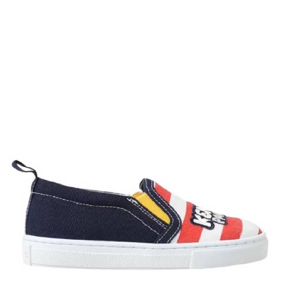 Kenzo Boys Stripe Logo Slip-On Denim Sneakers, Brand Size 32 ( 1