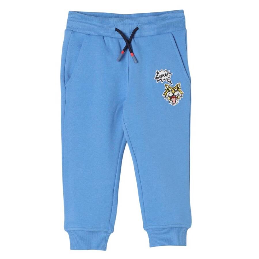 Kenzo Embroidered Cotton Jersey Sweatpants In Blue