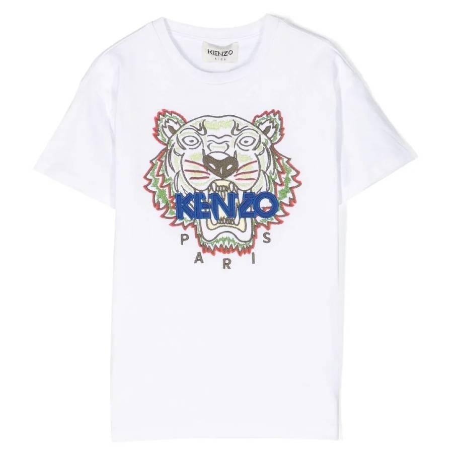 KENZO Boys Tiger Print T-Shirt in Ivory