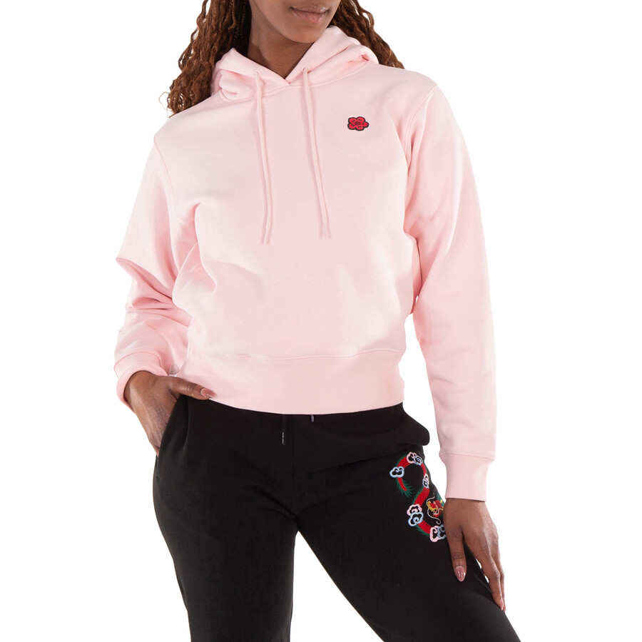 Kenzo Drawstring Hood Long Sleeve Sweater In Pink