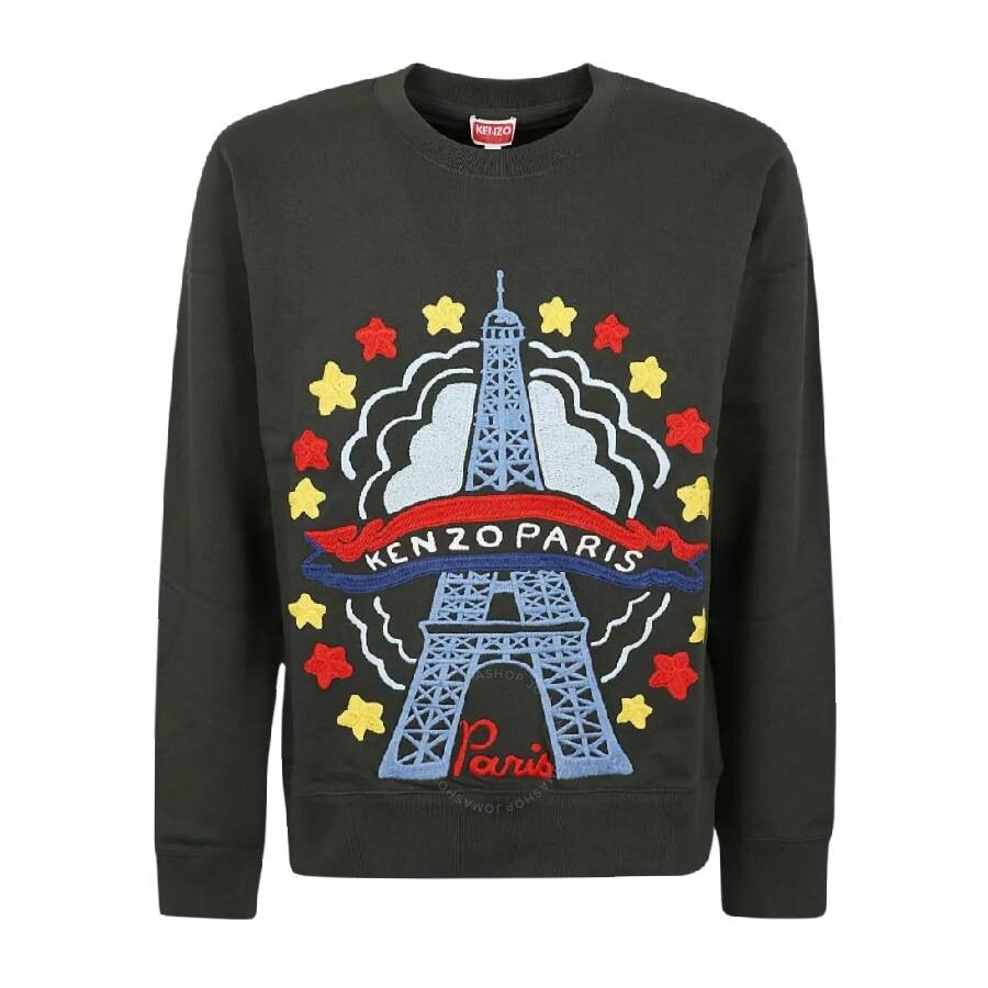 Kenzo Embroidered Eiffel Tower Long Sleeve Sweater