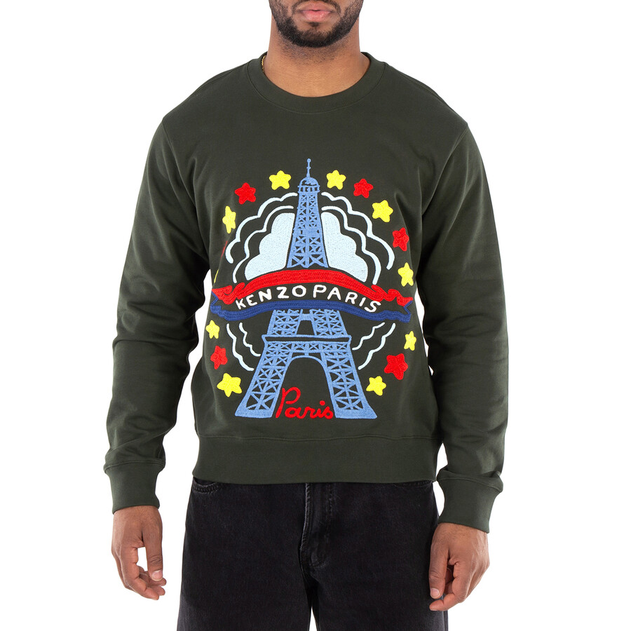 Kenzo Embroidered Eiffel Tower Long Sleeve Sweater, Size X-Large