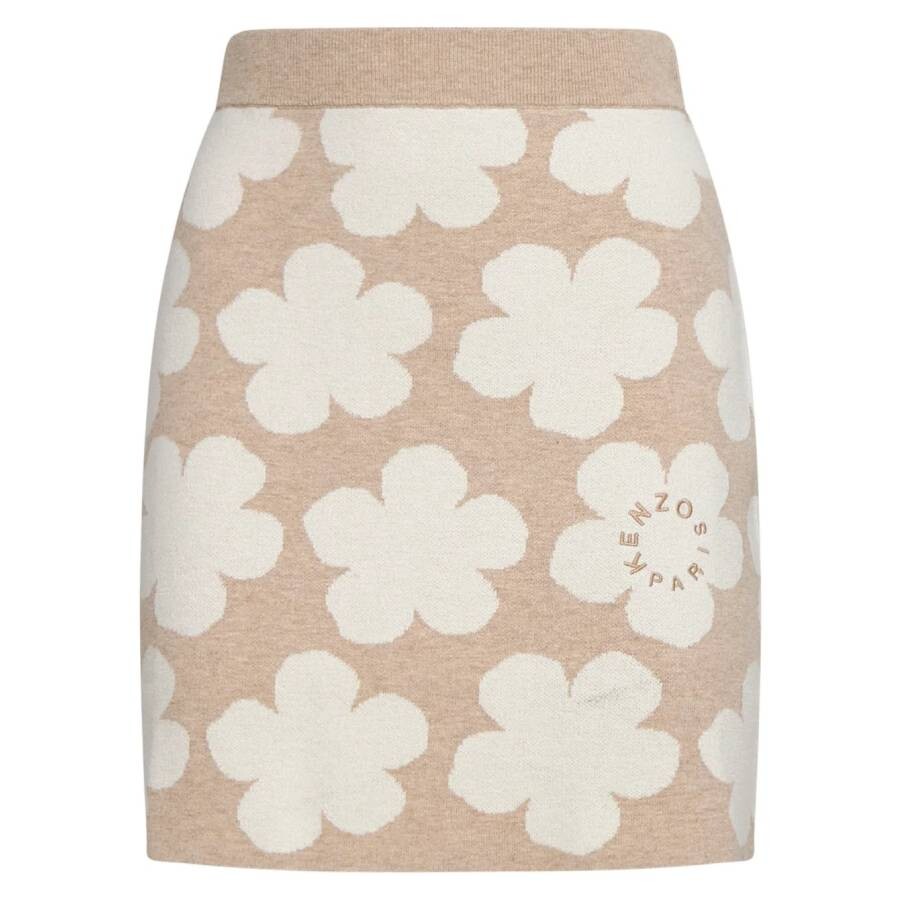 Floral Detailed Knitted Mini Skirt