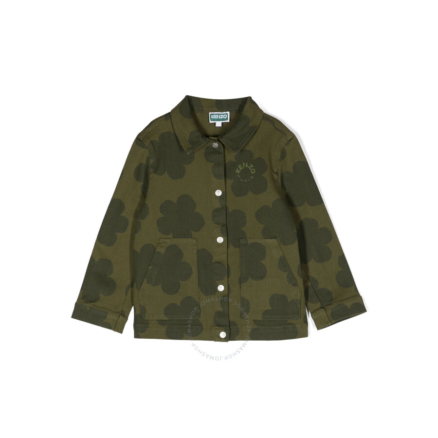 Kenzo Floral-Print Denim Jacket, Size 6Y K26098-64H