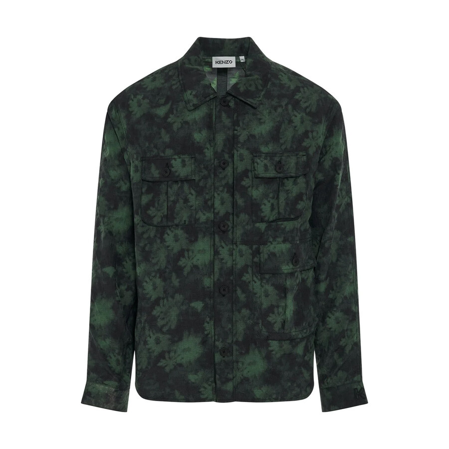 Ghost Flower Print Shirt Jacket