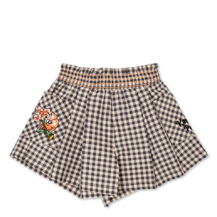 Girls Embroidered Check Pattern Shorts