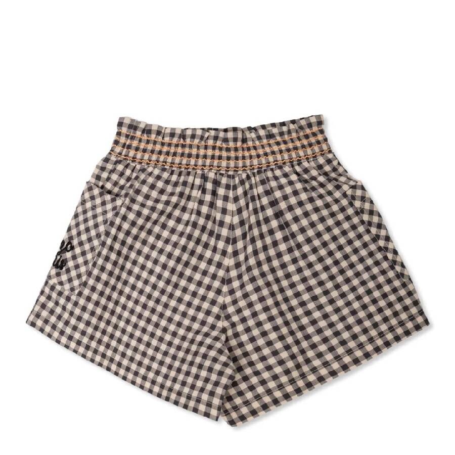 Kenzo Girls Embroidered Check Pattern Shorts In Grey