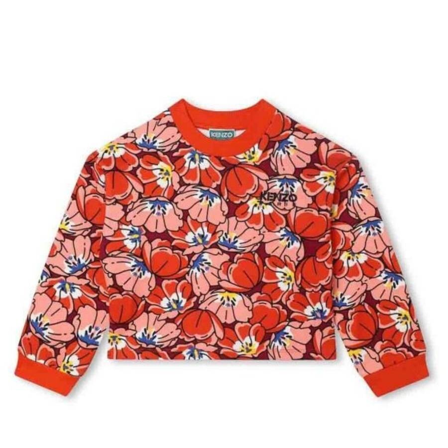 Girls Floral Print Cotton Sweatshirt