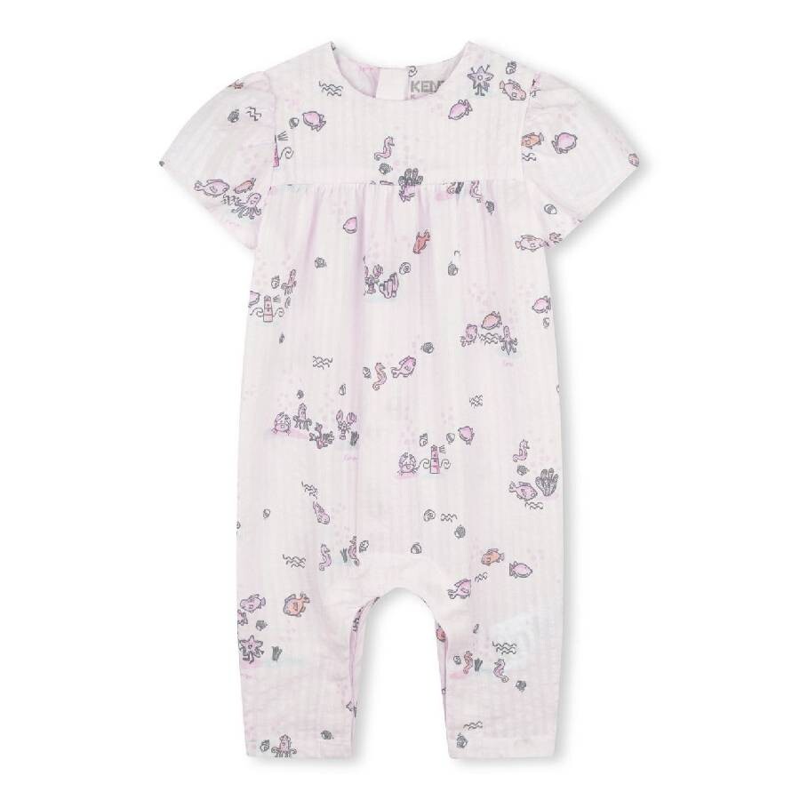 Kenzo Girls Graphic-print Short Sleeve Romper In Pink