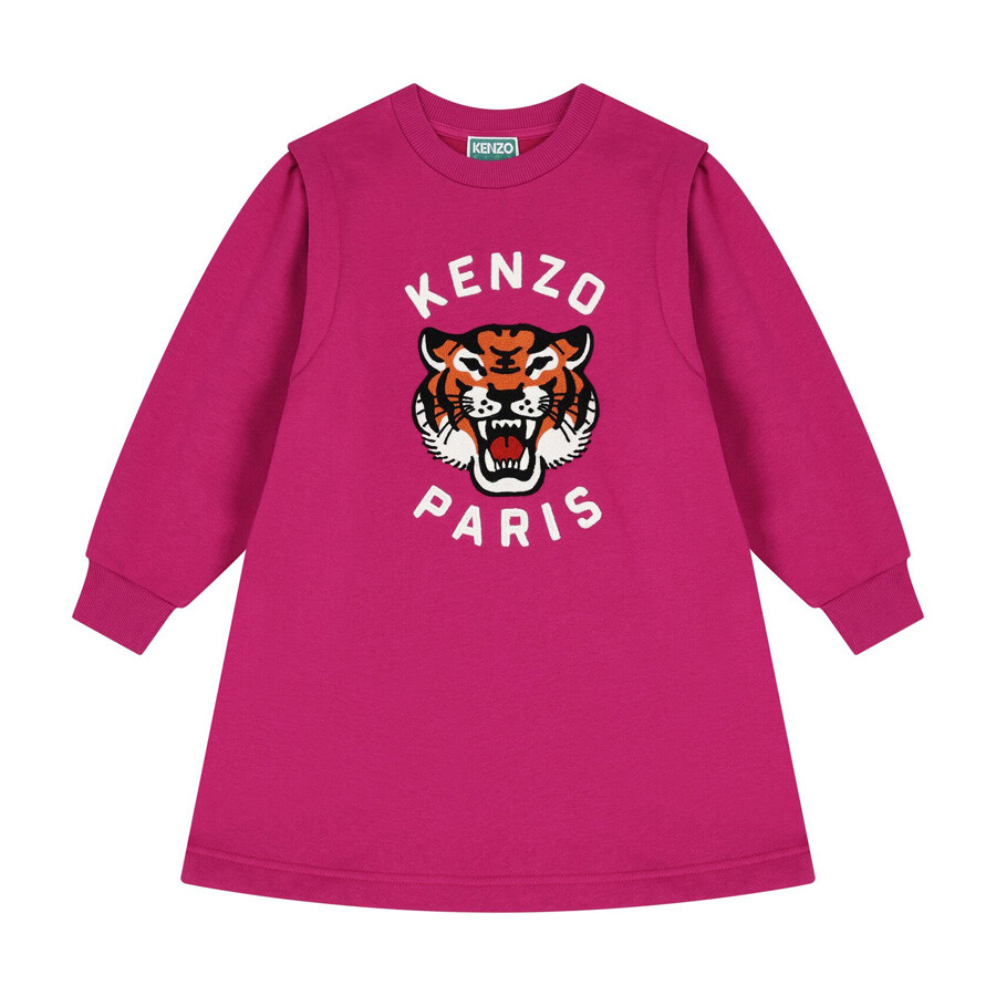 Girls Lucky Tiger Logo Sweatshirt Dress, Size 14
