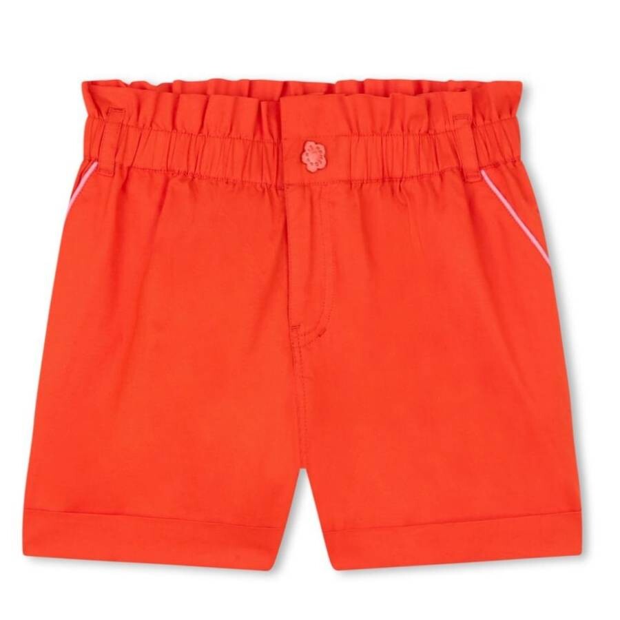 Kenzo Logo-embroidered Cotton Shorts In Orange