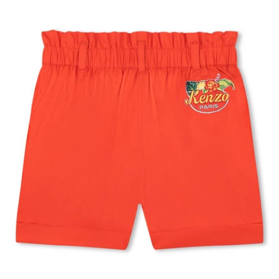 Kenzo Logo-embroidered Cotton Shorts In Orange