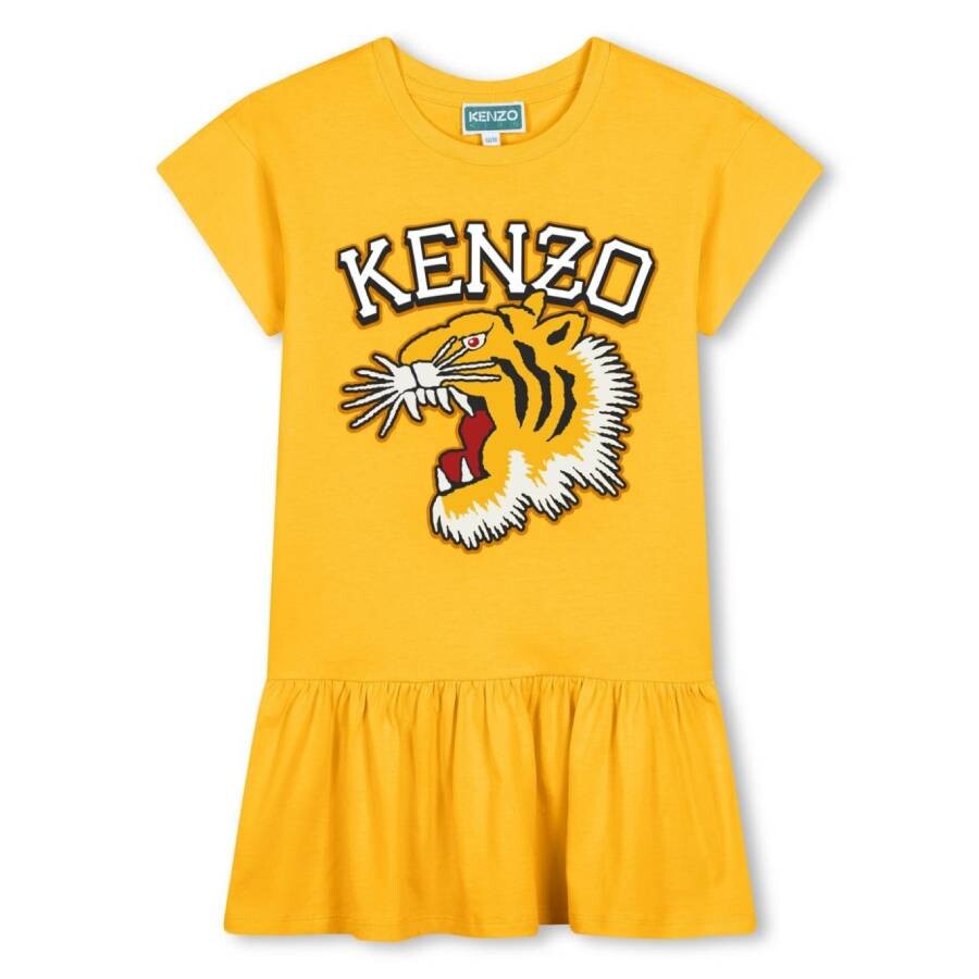 Girls Wicker Gold Tiger Logo Print Dress