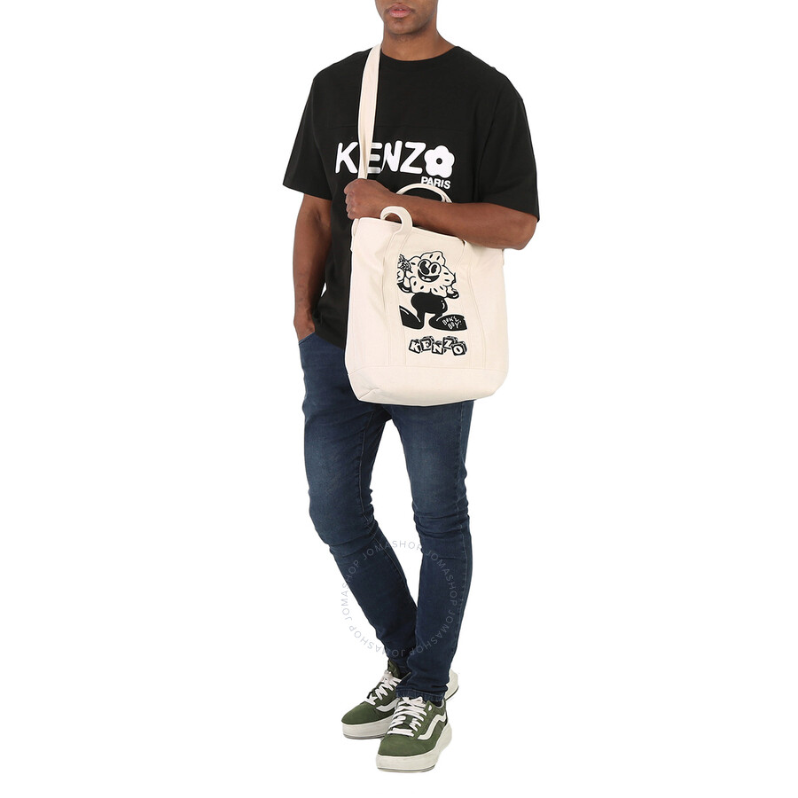 Shop Kenzo Graphic Tote Bag In Ecru