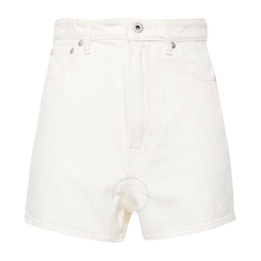 Kenzo High-waisted Logo Patch Shorts In White