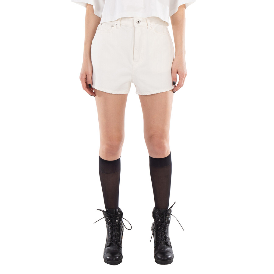 High-Waisted Logo Patch Shorts