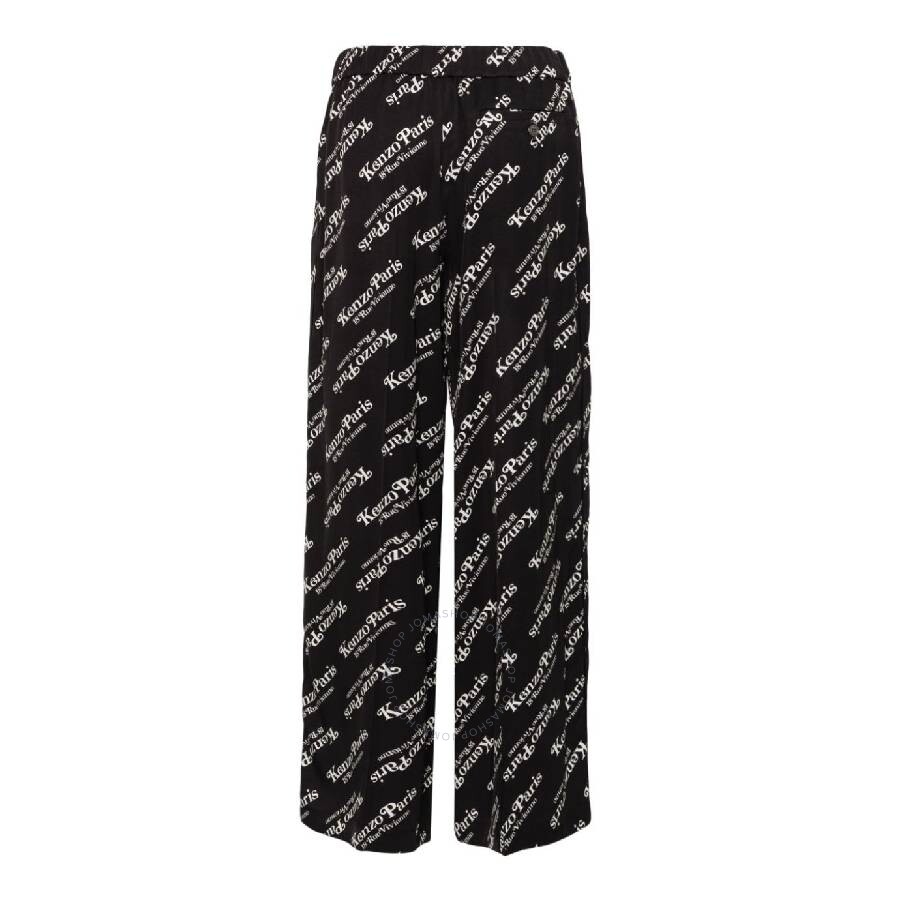 Kenzo High-waisted Logo Print Pants In Black