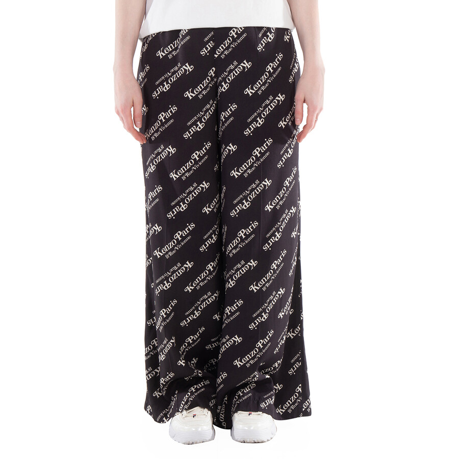 High-Waisted Logo Print Pants, Brand Size 40 (US Size 8)