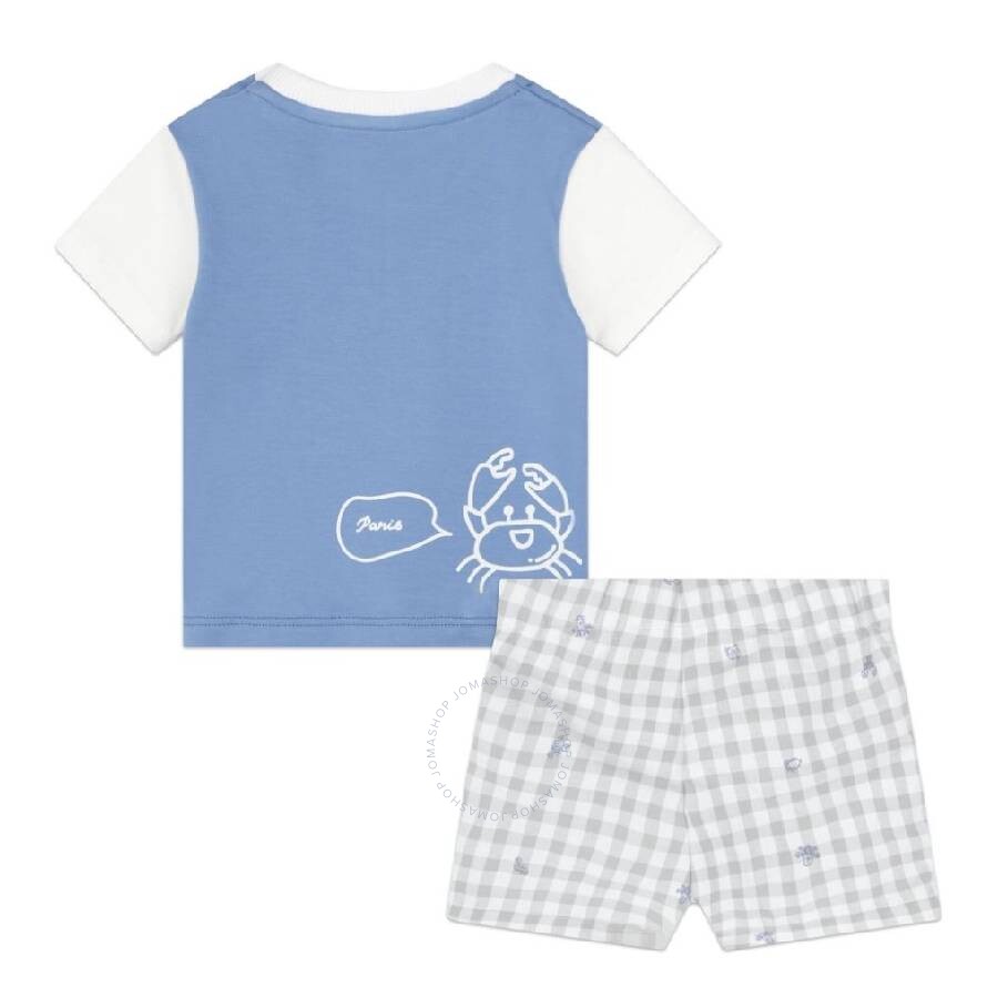 Kenzo Graphic-print Checked Short Set In Blue