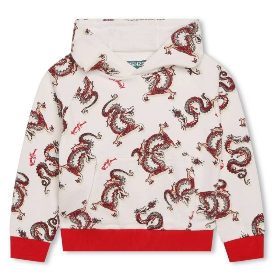 Kids Dragons Print Cotton Hoodie