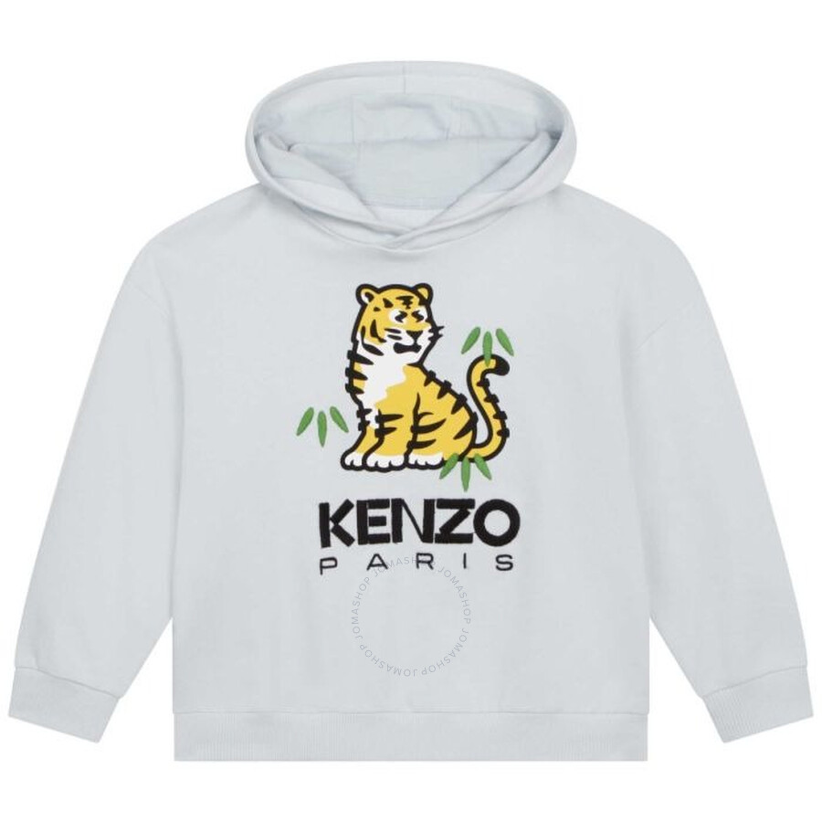 Kids Tiger Embroidered Cotton Hoodie