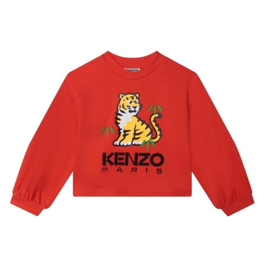 Kids Tiger Embroidered Cotton Sweatshirt