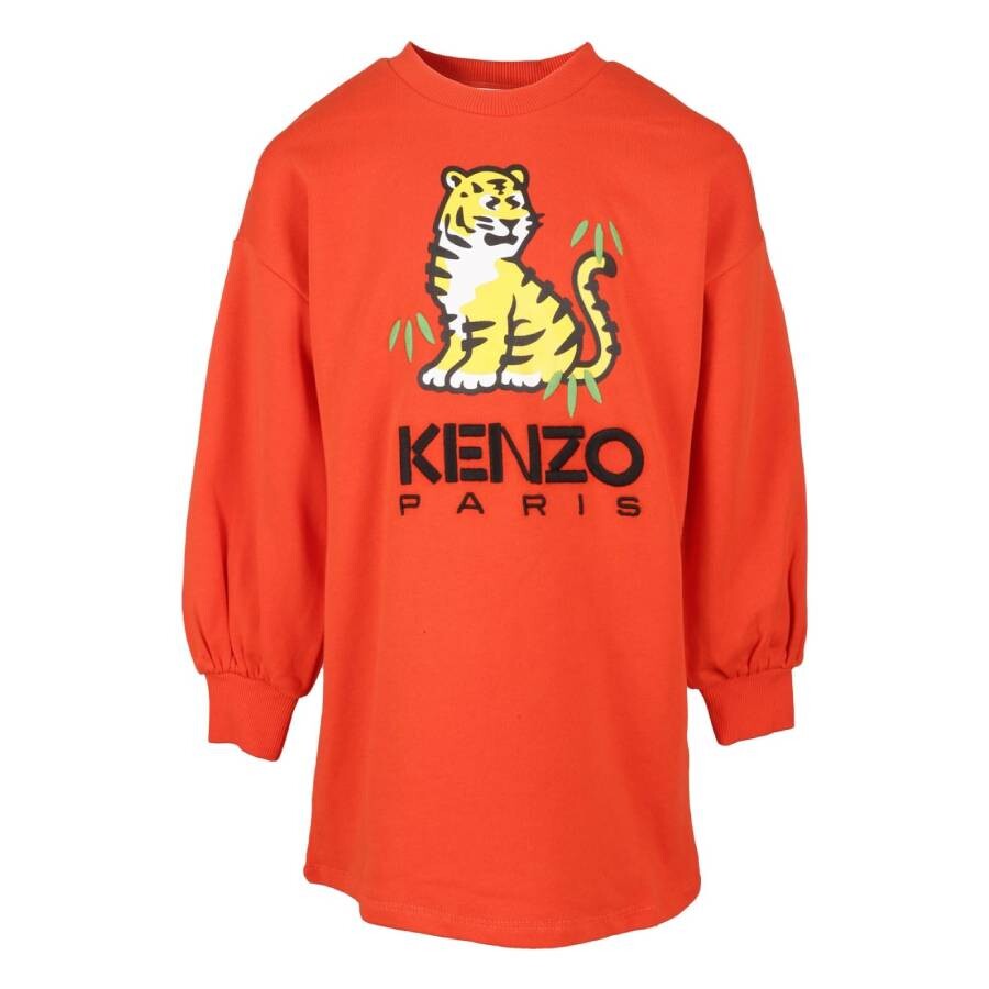 Kids Tiger Print Long-Sleeve Dress