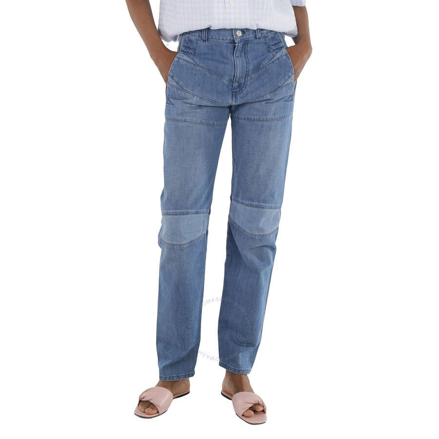 【OVERDUEFLAIR】CREASE LINE STRAIGHT DENIM_LIGHT BLUE Kenzo Ladies Navy Blue Straight Faded Denim Jeans, Brand