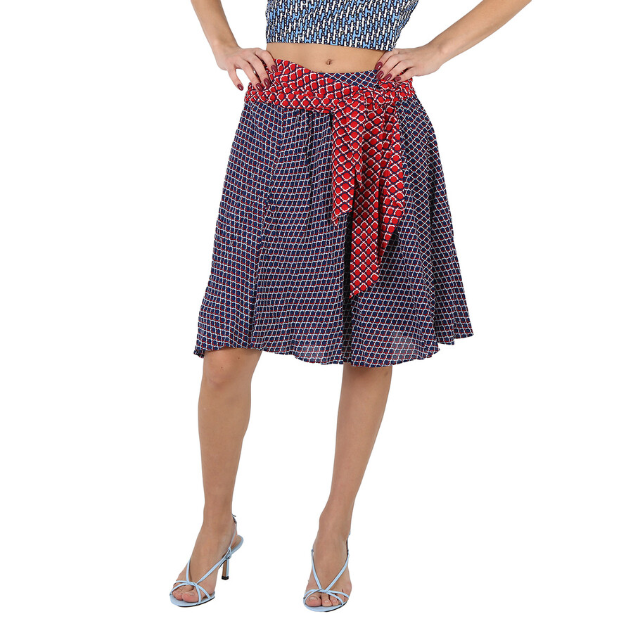 Ladies Panelled Geometric-print Flared Skirt