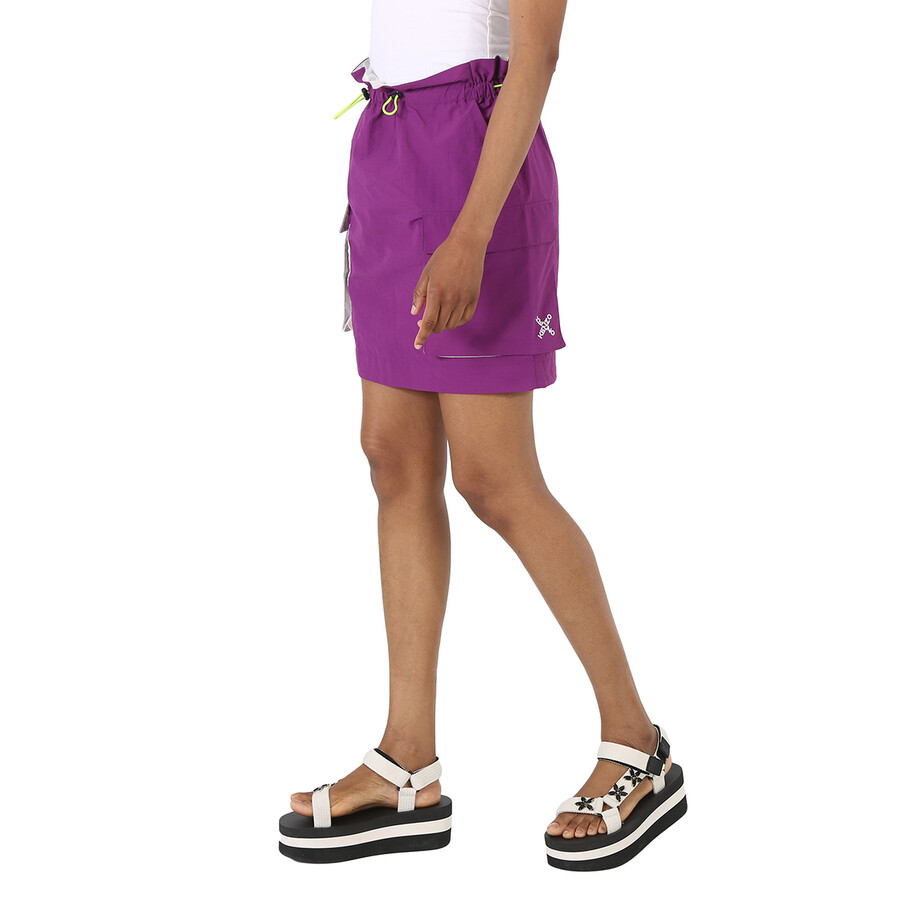 Shop Kenzo Ladies Purple Drawstring-waist Nylon Utility Skirt