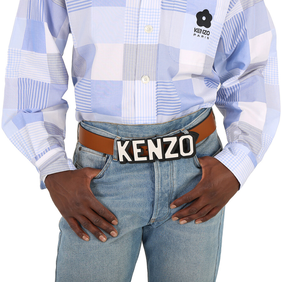 Shop Kenzo Logo Buckle Reversible And Adjustable Belt In Black