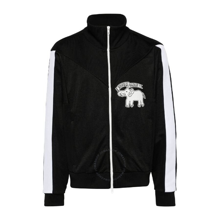 Kenzo Acetate Elephant Track Sweatshirt With Side Contrasting Band In Black