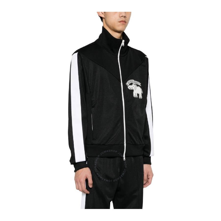 Kenzo Acetate Elephant Track Sweatshirt With Side Contrasting Band In Black
