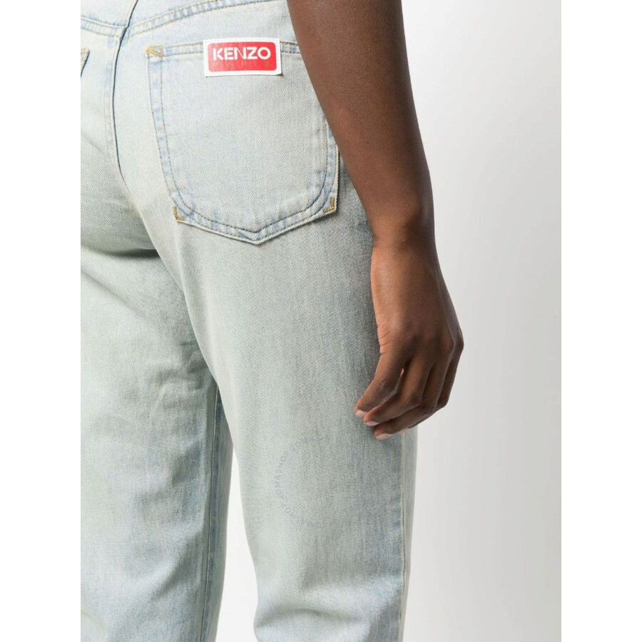 Kenzo Japanese High-waisted Straight-leg Jeans In Blue