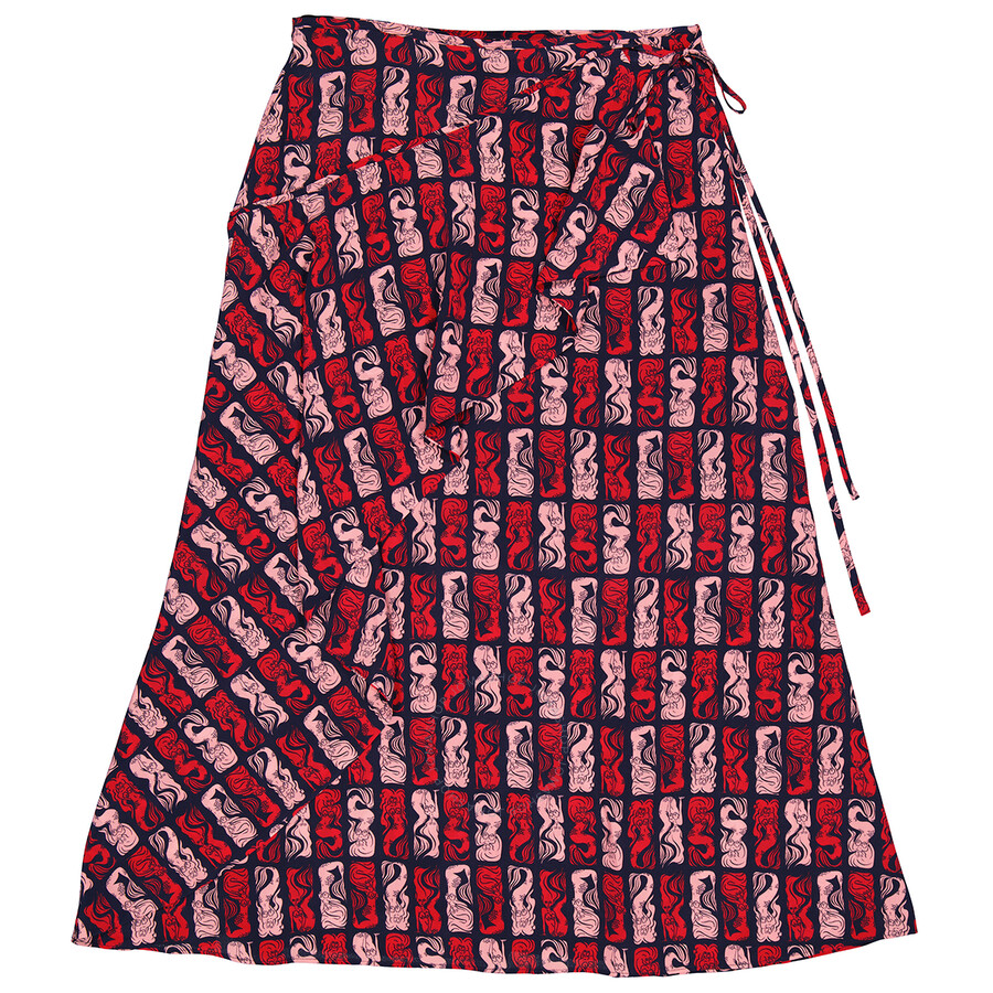 Shop Kenzo Midnight Blue Mermaid Print Wrap Skirt