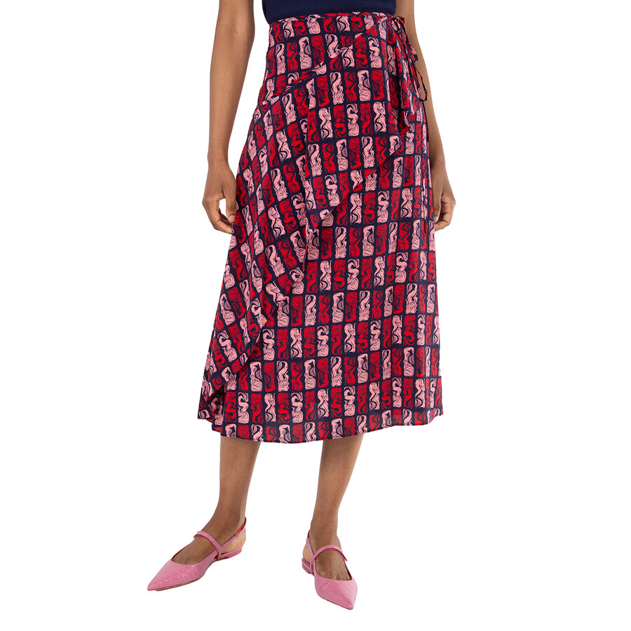 Midnight Blue Mermaid Print Wrap Skirt