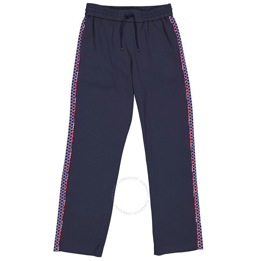 Shop Kenzo Midnight Blue Straight-leg Cropped Track Pants